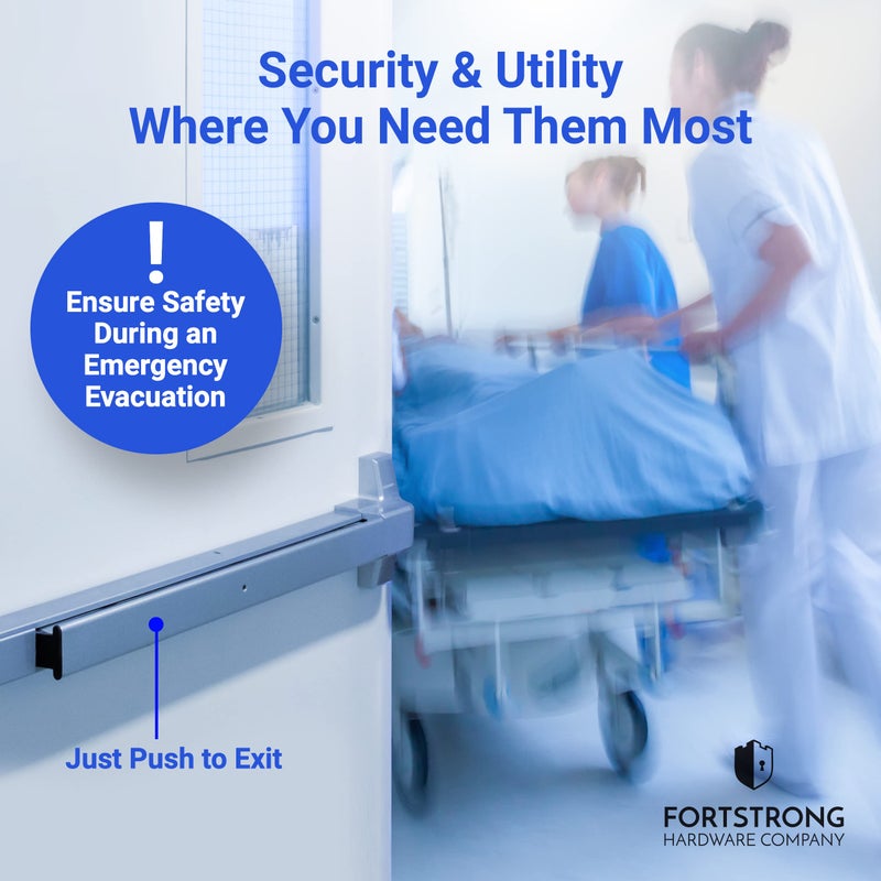 FORTSTRONG 31" Commercial Push Bar Panic Exit Device (Silver) - Panic Bars for Exit Doors with Door Handle - UL Listed Grade 1 ADA Emergency Exit Door Push Bar Certified - FS-950 - Image 2